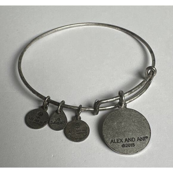 Alex and Ani Path of Life Avacado Green Bracelet Shiny Silver - Picture 2 of 2